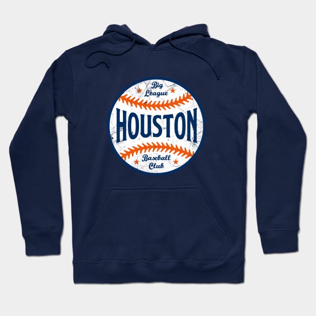 Houston Retro Big League Baseball - Navy Hoodie by KFig21